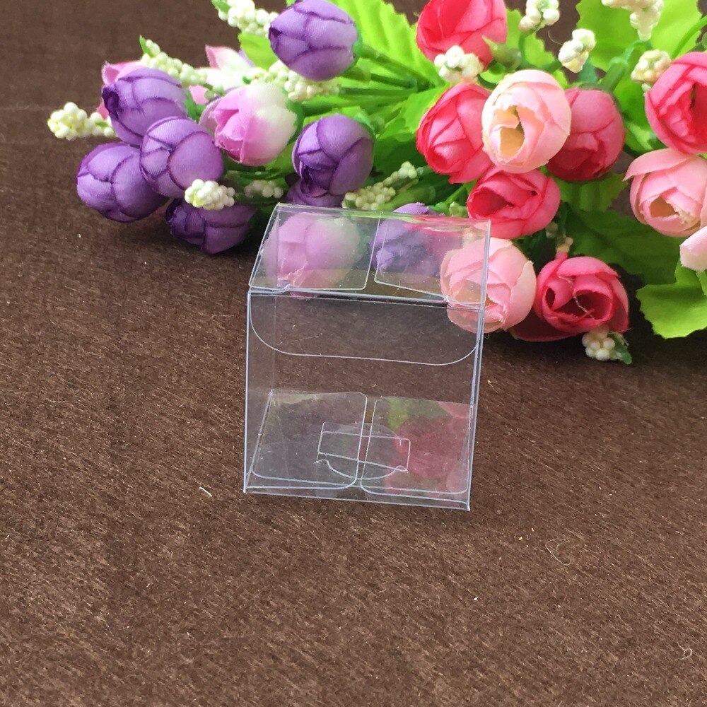 30pcs 4.5*4.5*4.5cm 명확한 결혼식 PVC 상자 선물 공예 전시 상자 작은 보석 포장 홀더 투명한 플라스틱 상자